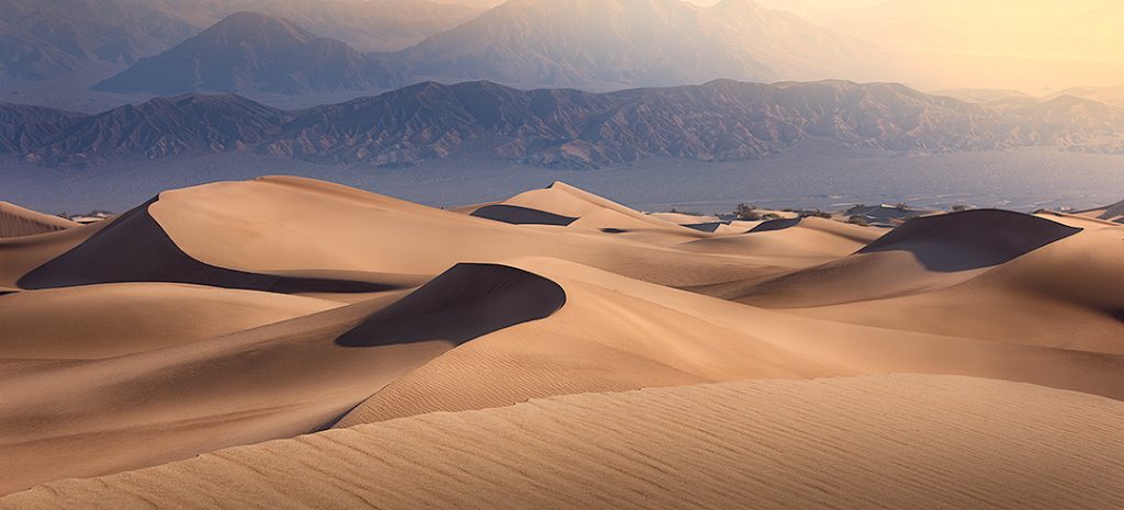 The Mesquite sand dunes in Death Valley, California. A nature photography print by Bryce Mironuck