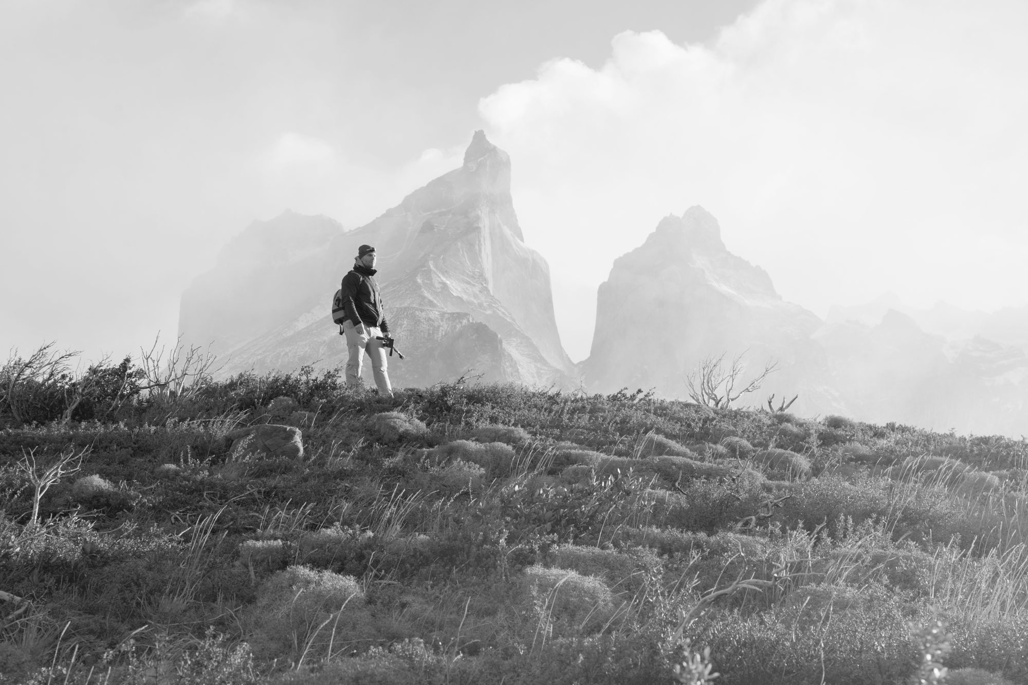 Bryce Mironuck hiking in Patagonia