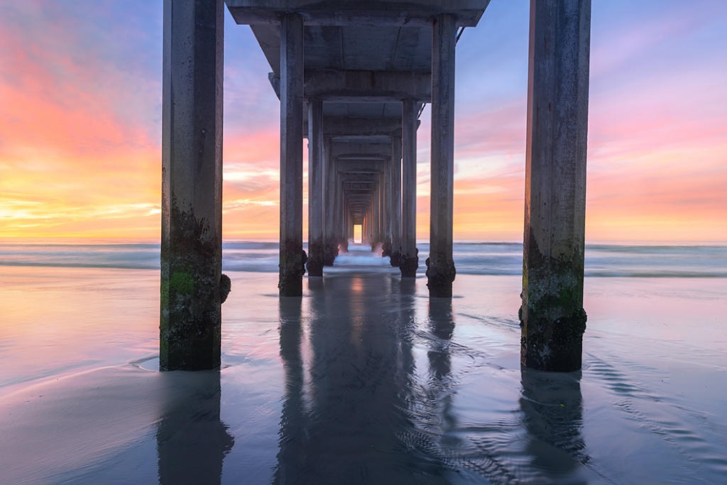 Scripps Pier, La Jolla, California Sunset photography. A nature photography print by Bryce Mironuck